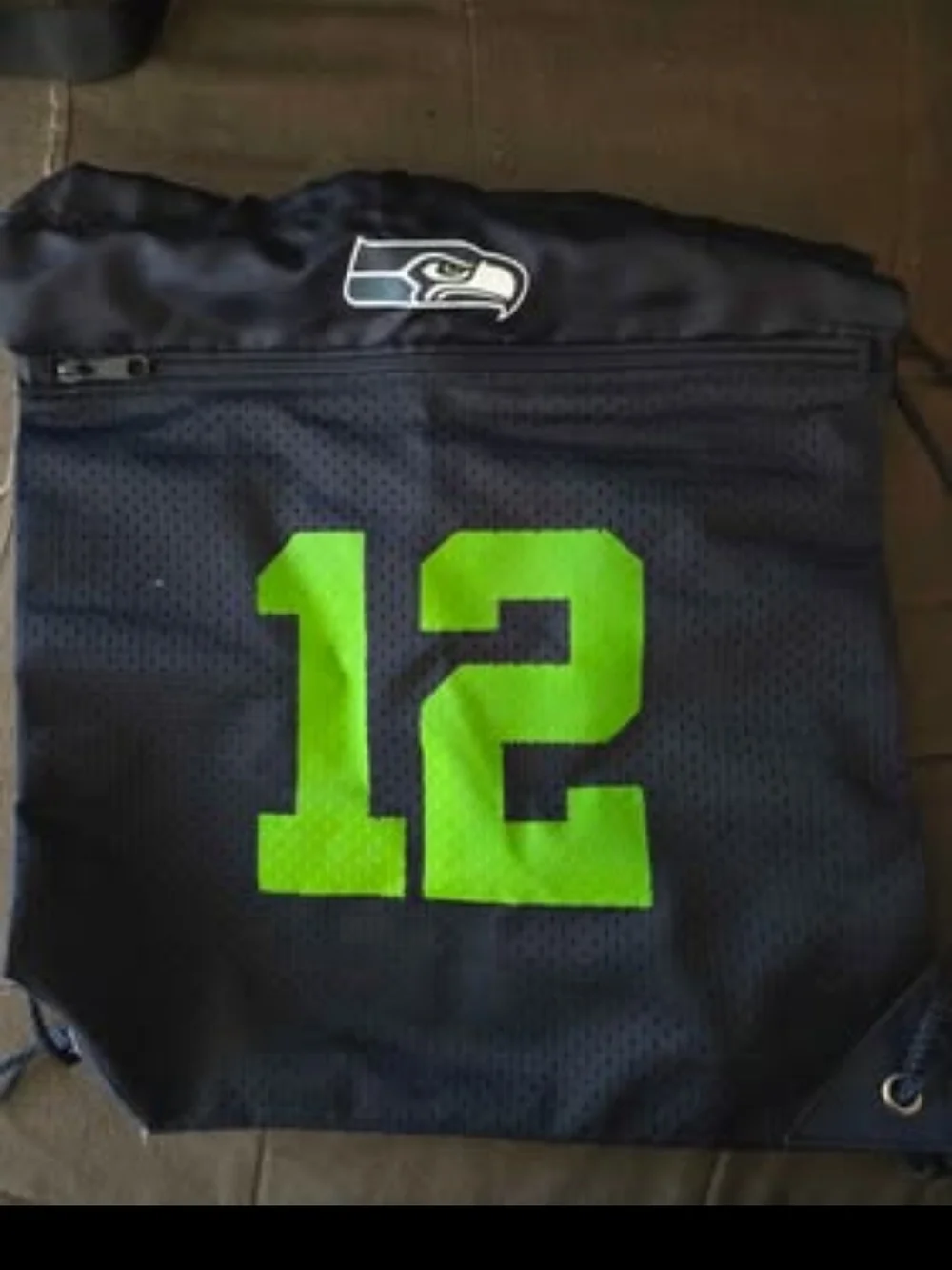 Seattle Seahawks Drawstring Gym Bag - Black & Neon Green